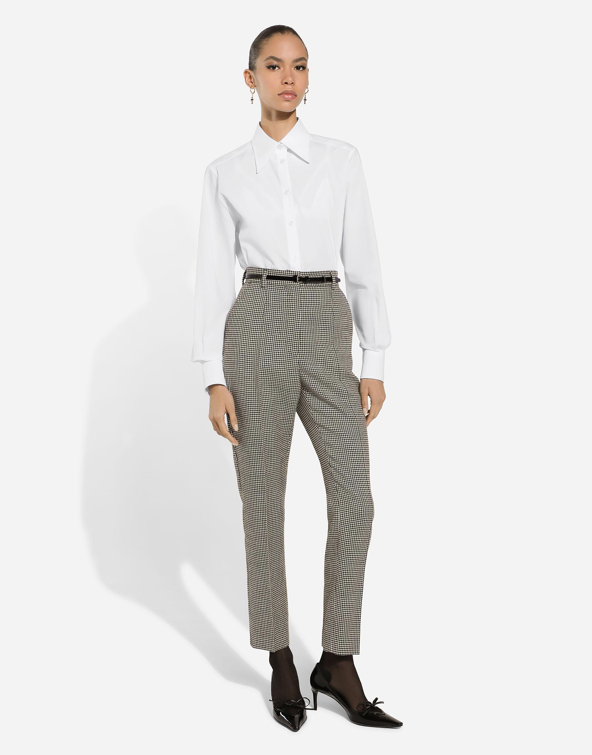 Houndstooth Wool Trousers In Multicolor Product Image