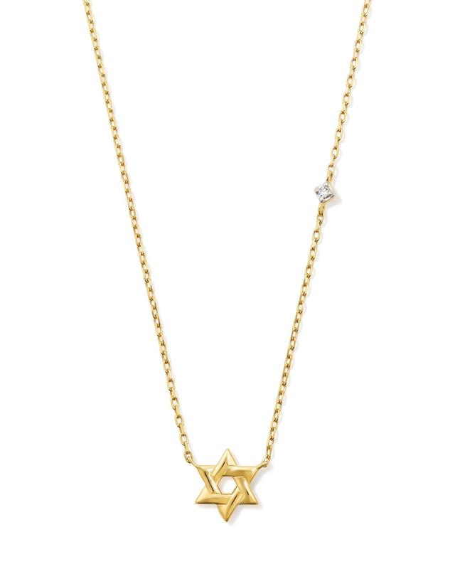 Tiny Star of David 14k White Gold Pendant Necklace in White Diamond Product Image