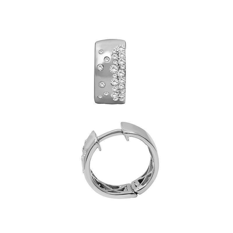 Jewelexcess Sterling Silver 1/2 Carat T.W. Diamond Hoop Earrings, Womens Product Image