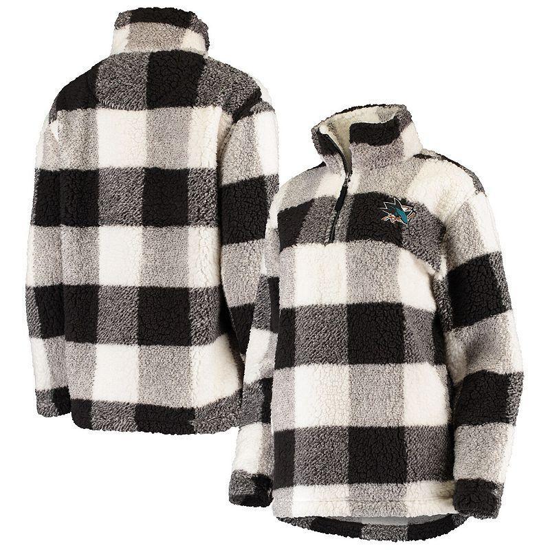 Womens G-III 4Her by Carl Banks Black/White San Jose Sharks Plaid Sherpa Quarter-Zip Jacket Product Image