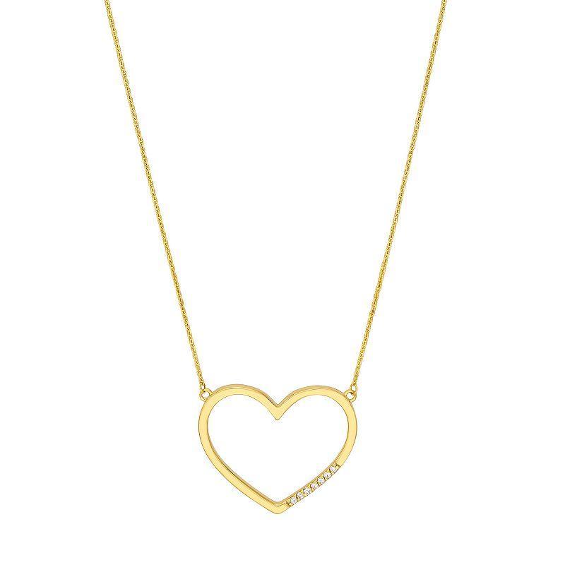 14k Gold Diamond Accent Open Heart Adjustable Necklace, Womens Yellow Product Image