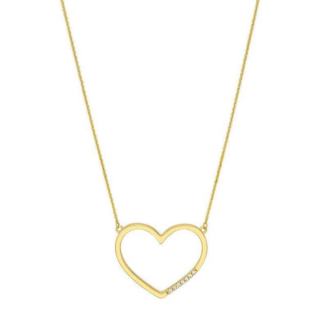 14k Gold Diamond Accent Open Heart Adjustable Necklace, Womens Yellow Product Image