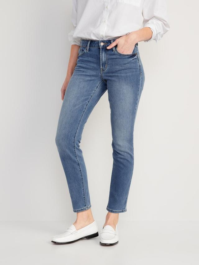 Mid-Rise Power Slim Straight Jeans for Women Product Image