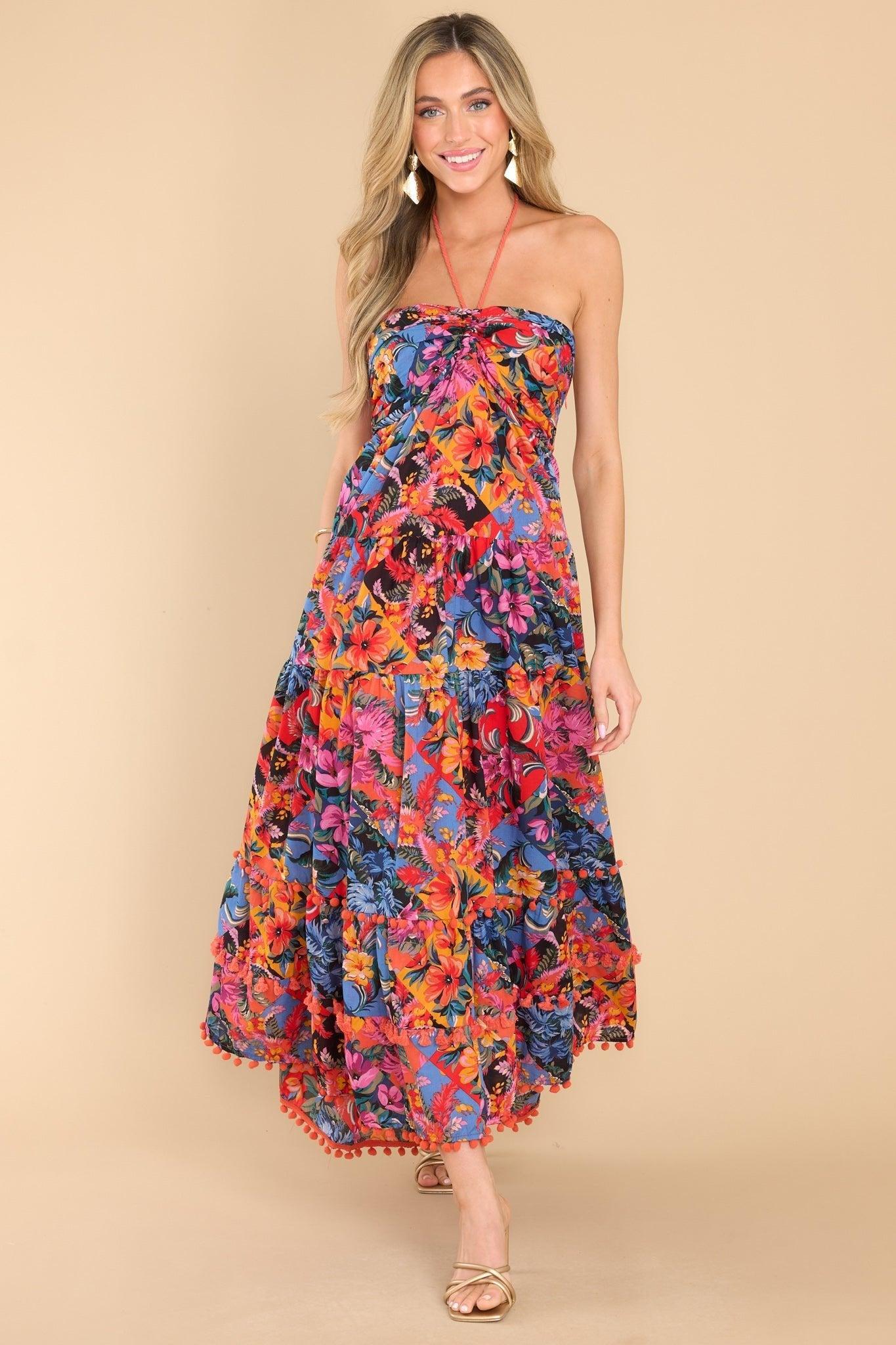 Alluring Dream Black Floral Print Maxi Dress Product Image