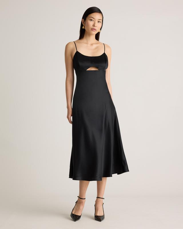 100% Washable Silk Cutout Midi Slip Dress Product Image