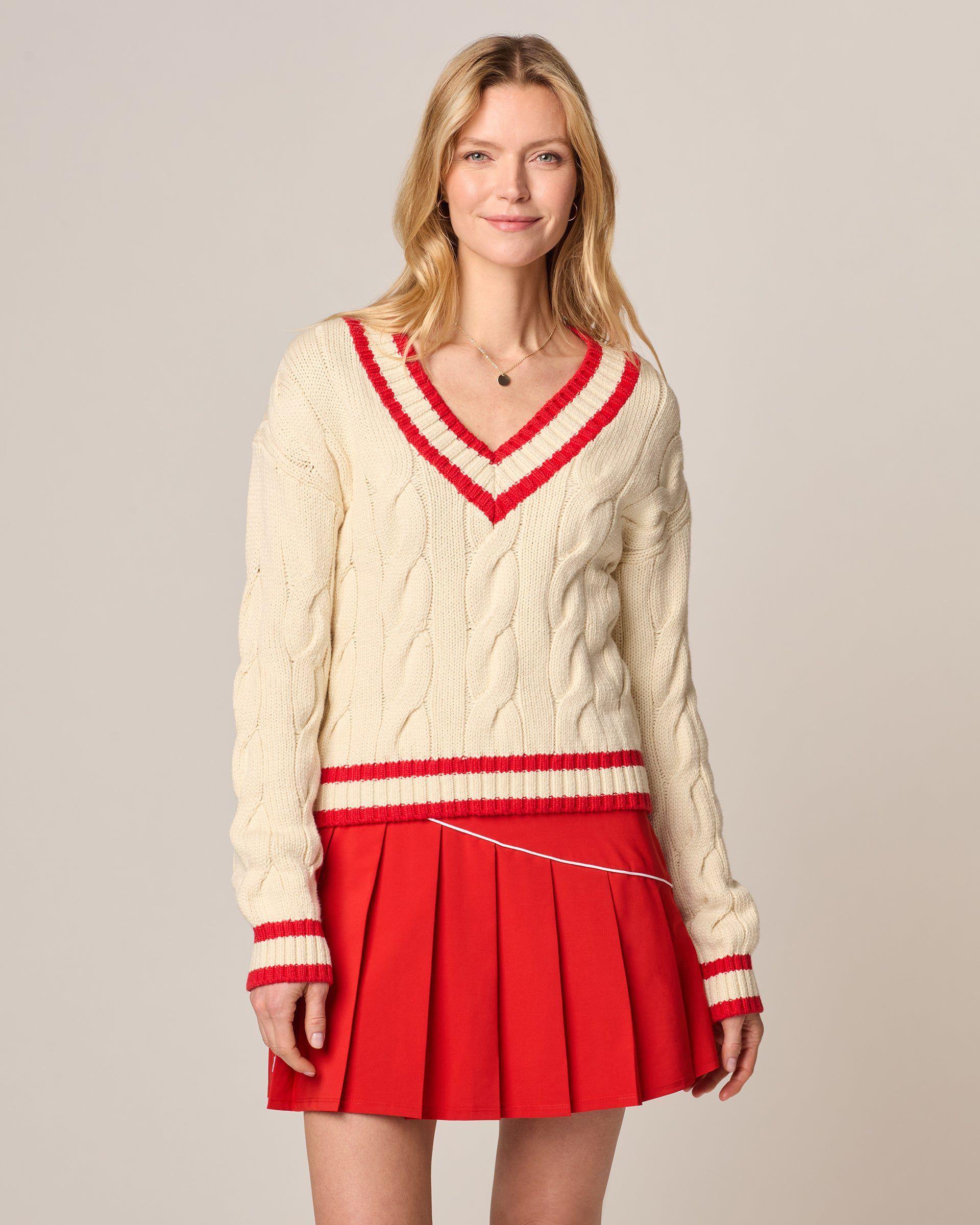 Varsity Cable Knit Cotton Sweater Female Product Image