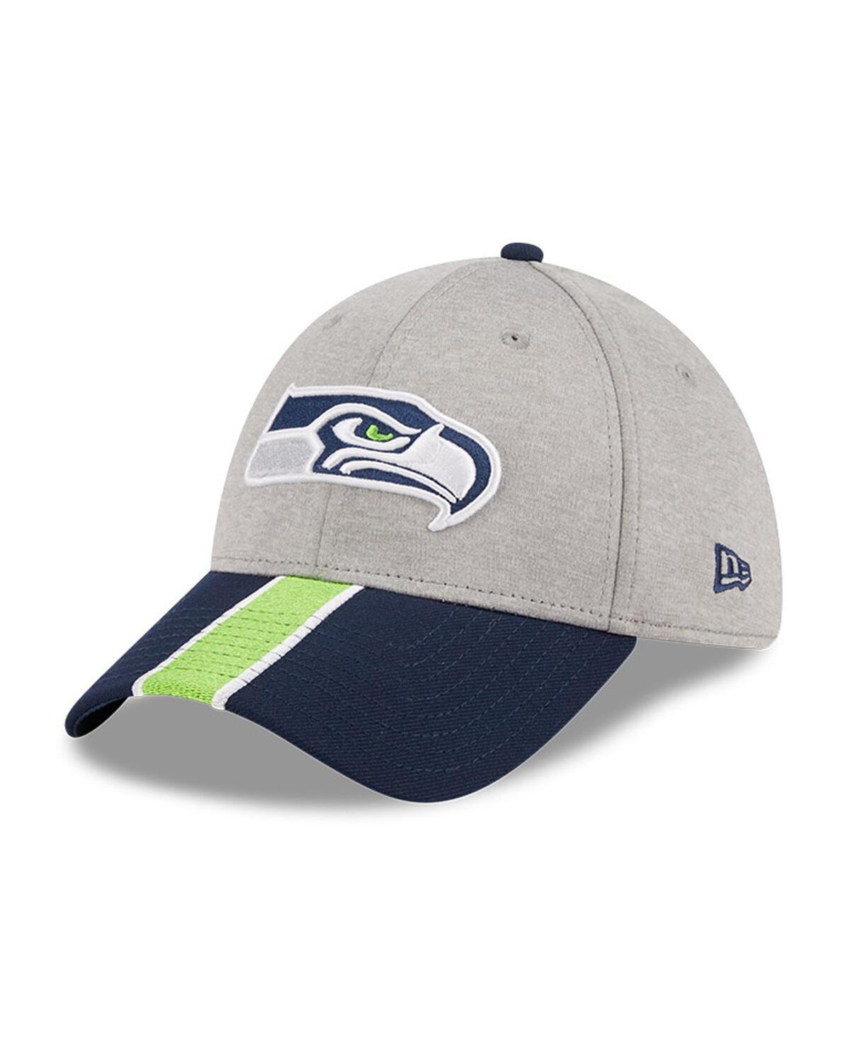 Mens New Era Heather Gray Seattle Seahawks Striped 39THIRTY Flex Hat - Heather Gray Product Image