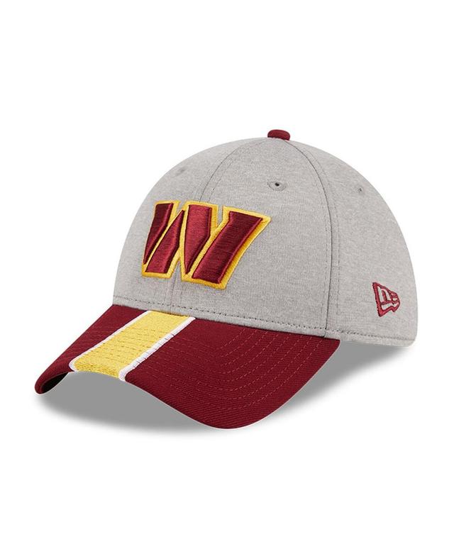 Mens New Era Heather Gray/Burgundy Washington Commanders Striped 39THIRTY Flex Hat Grey Product Image