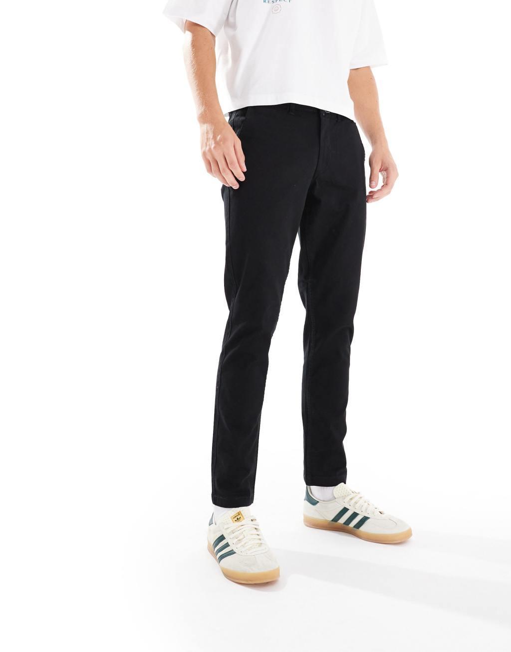 Jack & Jones Intelligence slim fit chinos in black  Product Image