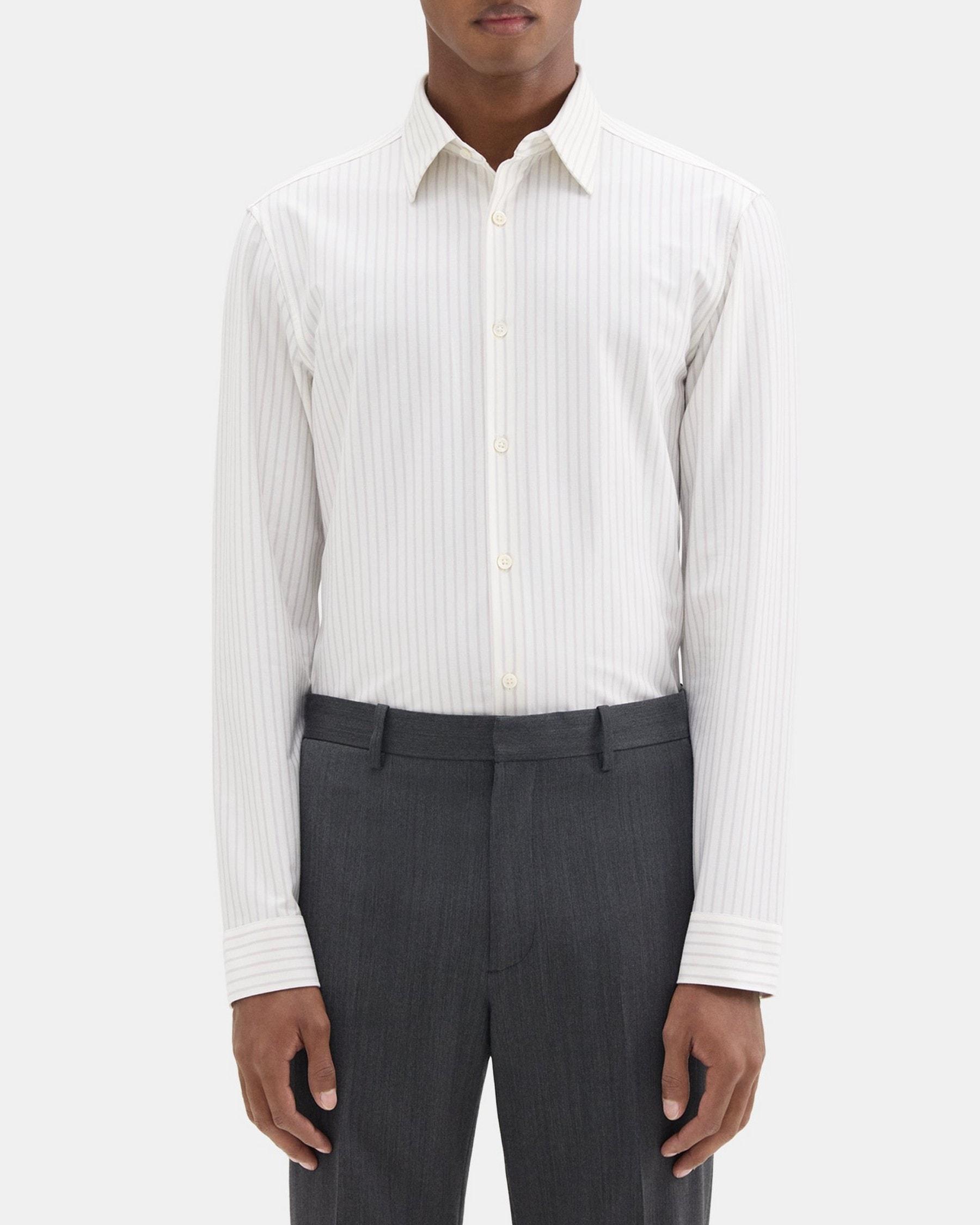 Tailored Shirt in Striped Structure Knit Product Image