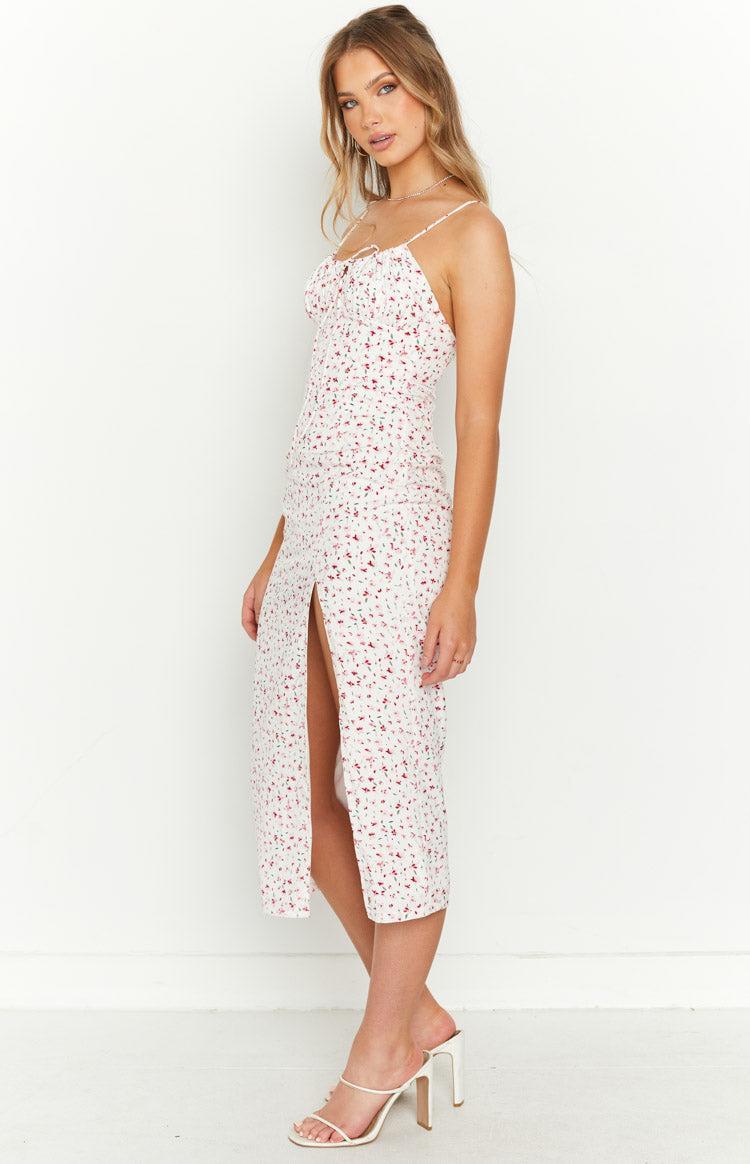 Paloma White Floral Midi Dress Product Image