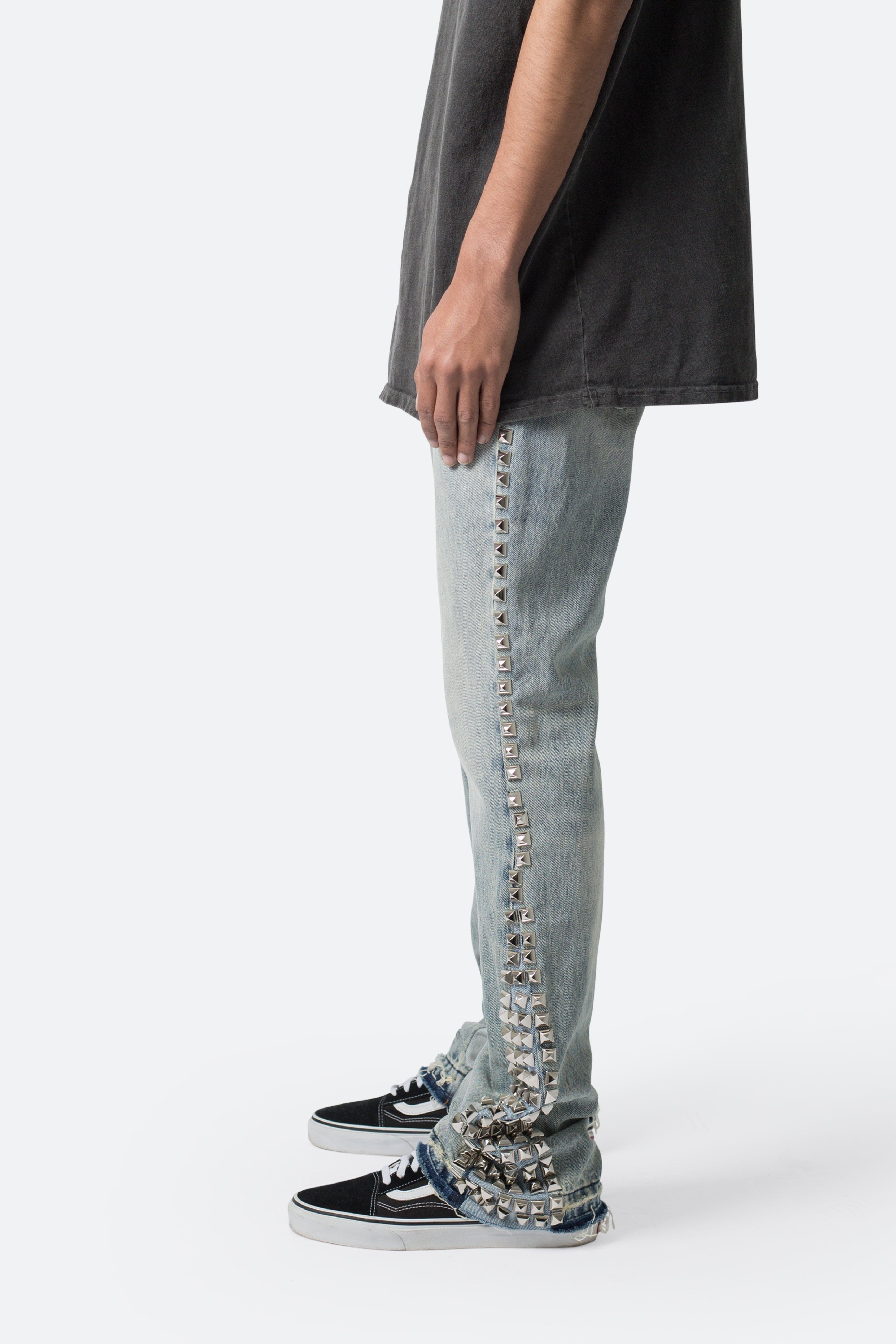 B572 Studded Flare Denim - Blue Product Image