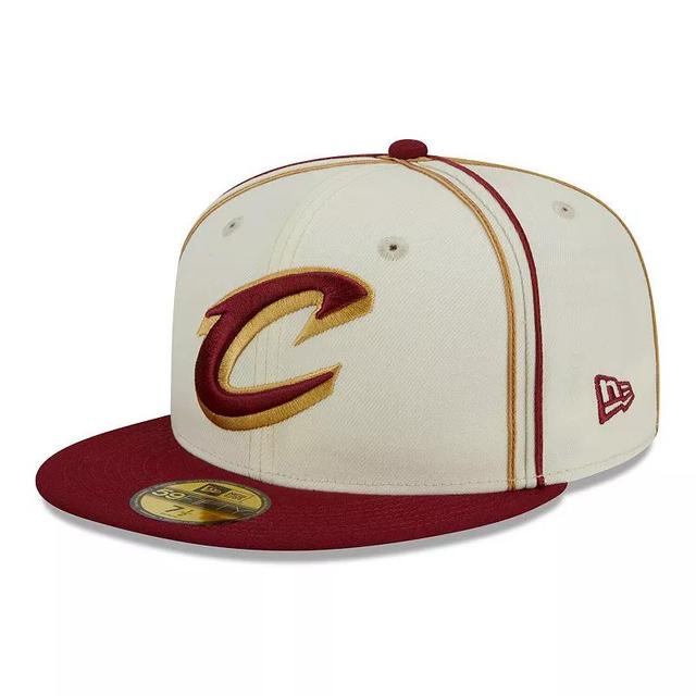 Mens New Era Cream/Wine Cleveland Cavaliers Piping 2-Tone 59FIFTY Fitted Hat Product Image