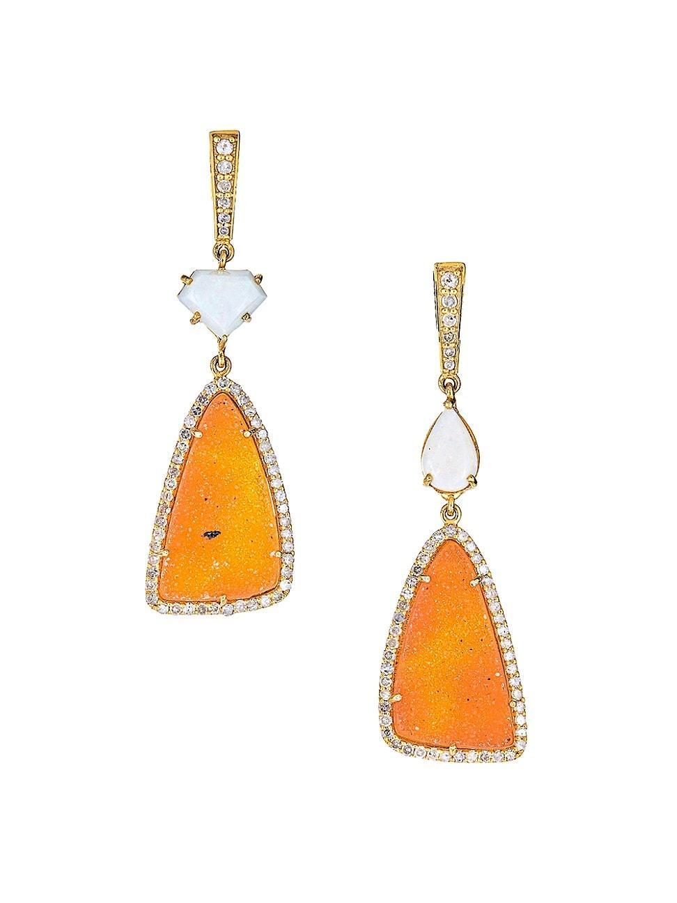 Womens 14K-Gold-Plated & Multi-Gemstone Drop Earrings Product Image