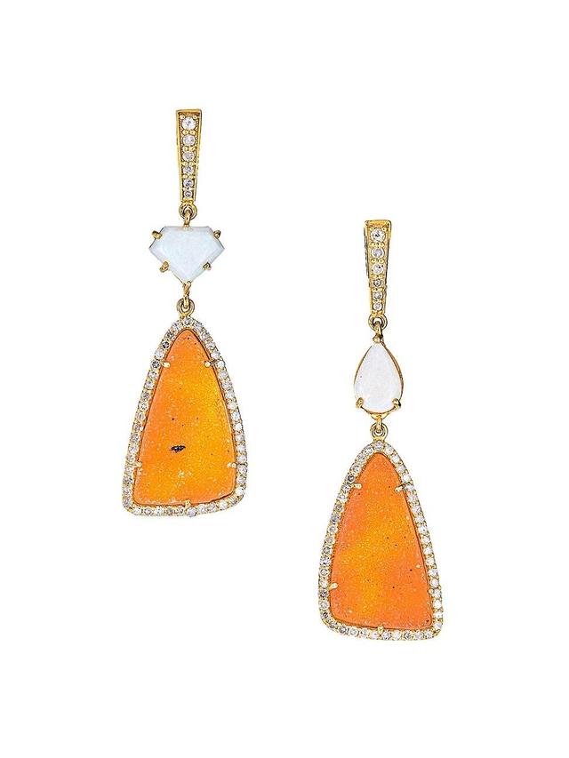 Womens 14K-Gold-Plated & Multi-Gemstone Drop Earrings Product Image