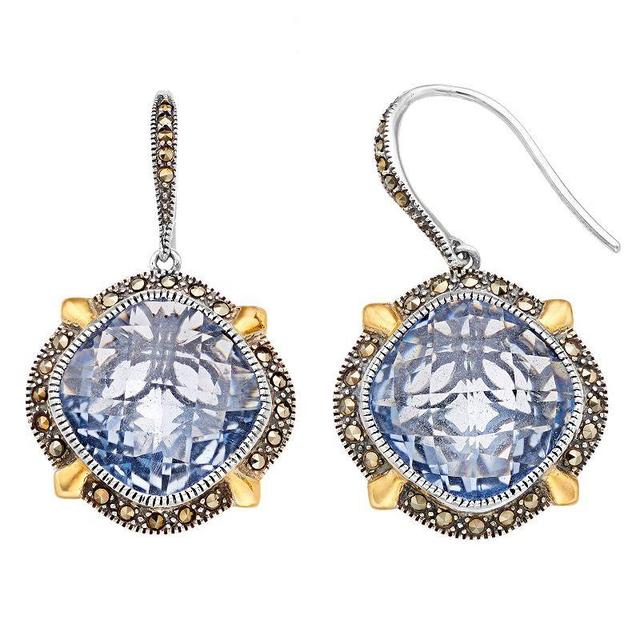 Lavish by TJM Gold Flash Plated Sterling Silver Blue Synthetic Quartz Earrings, Womens, Two Tone Product Image