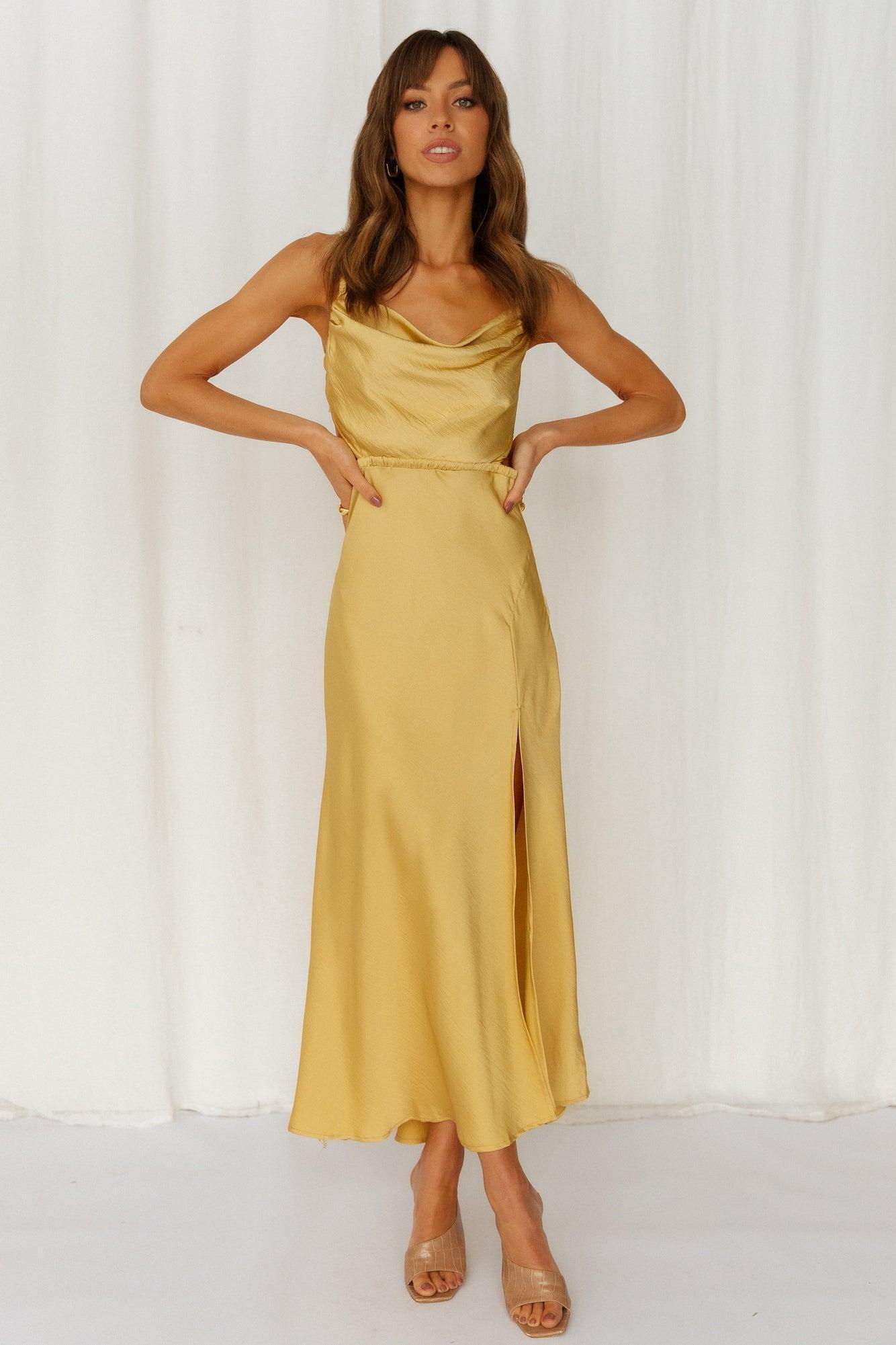 Stand On My Own Midi Dress Lemon Product Image