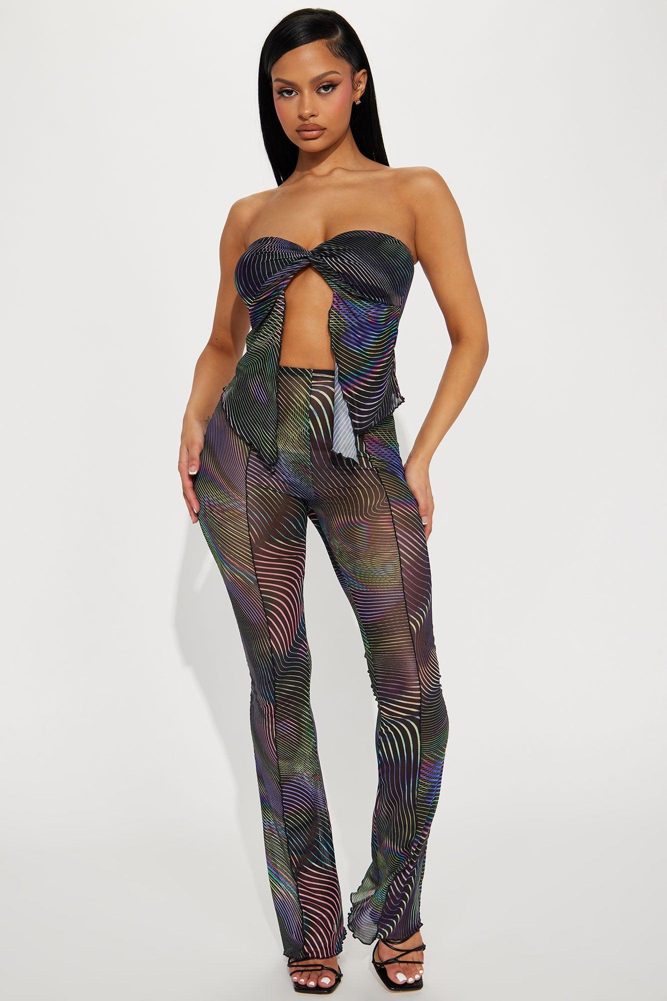 Zaya Mesh Pant Set - Black/combo Product Image