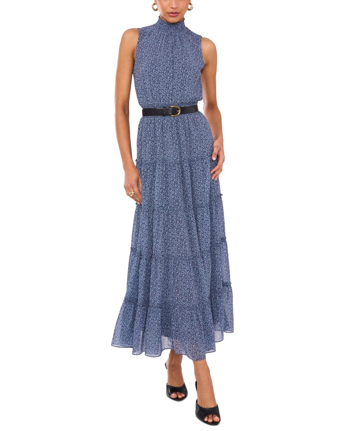 1.state Womens Smocked Mock Neck Sleeveless Maxi Dress Product Image