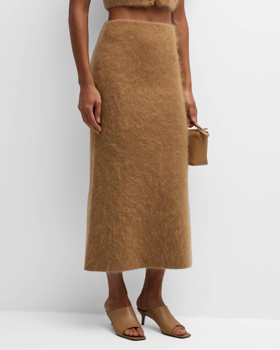 Estille Straight Fuzzy Knit Midi Skirt Product Image