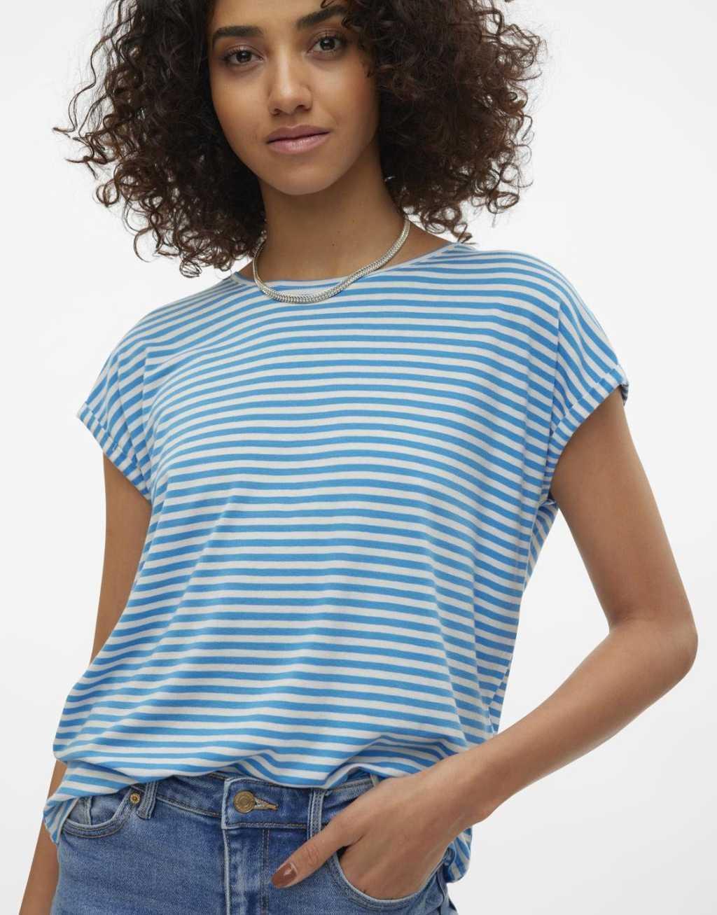 Vero Moda oversized t-shirt in blue stripe Product Image