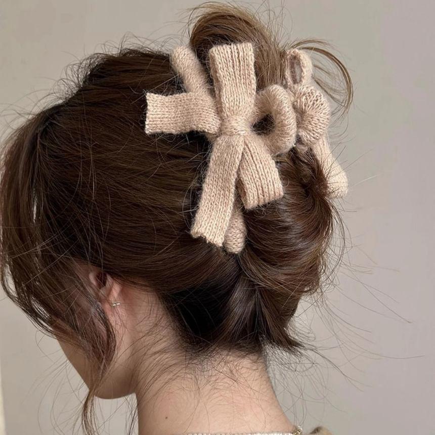 Bow Knit Hair Claw Clip Product Image