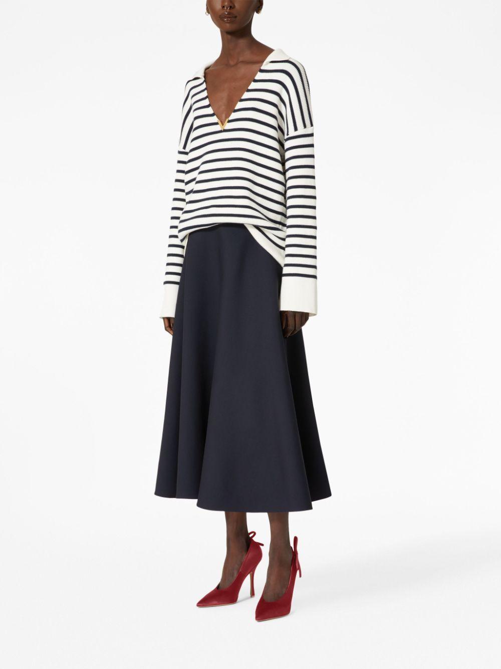 Striped Vlogo Cotton Jumper In Ivory Navy product image