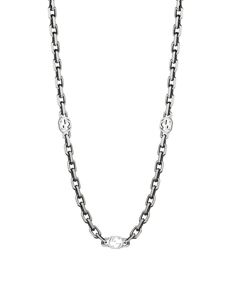 Mens Sterling Silver Interlocking G Necklace Product Image