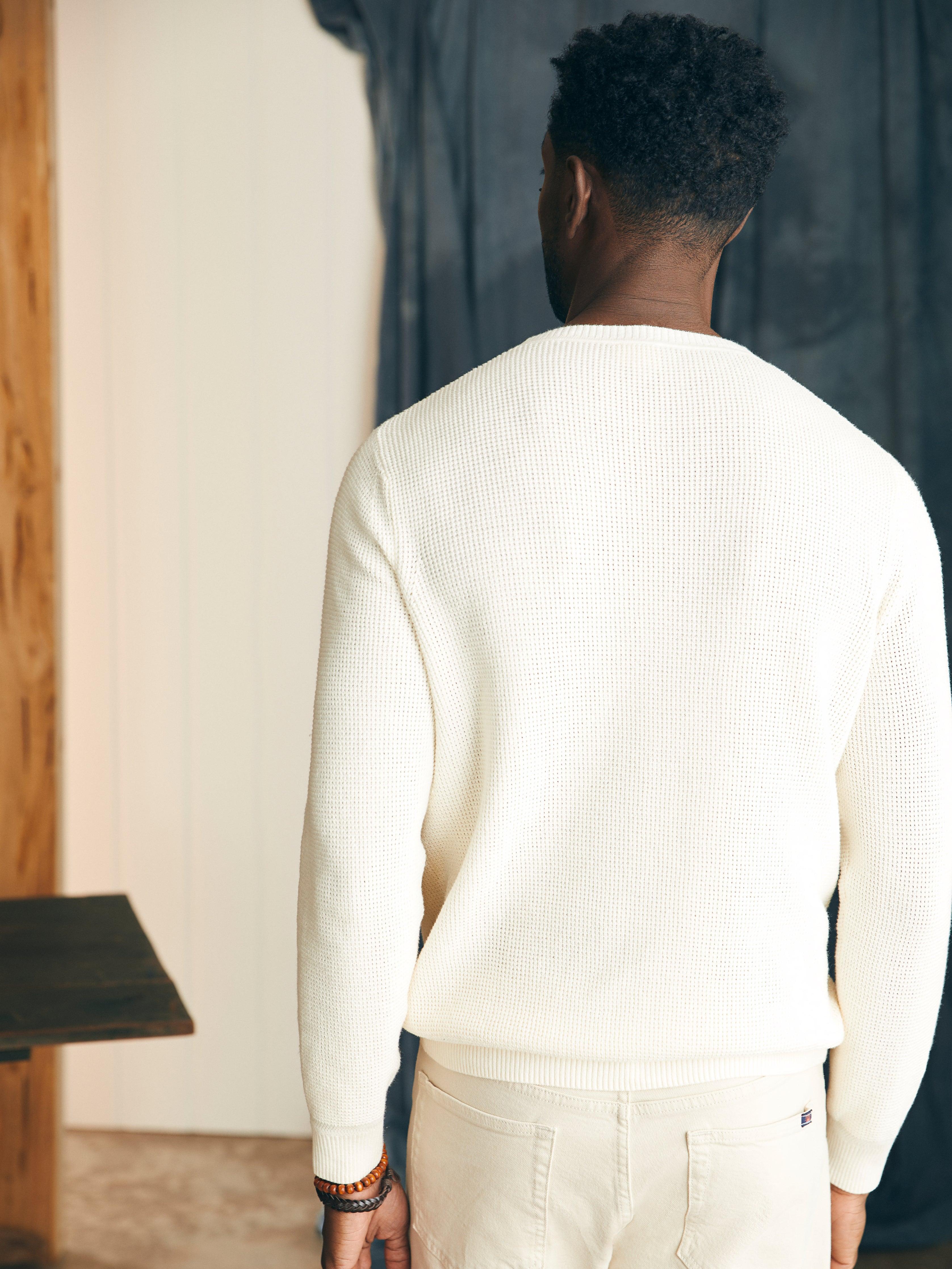 Sunwashed Crewneck Sweater - White Shell Male Product Image