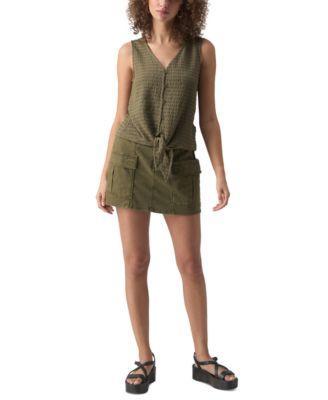 Women's Link Up Textured Button-Front Tie-Hem Top Product Image