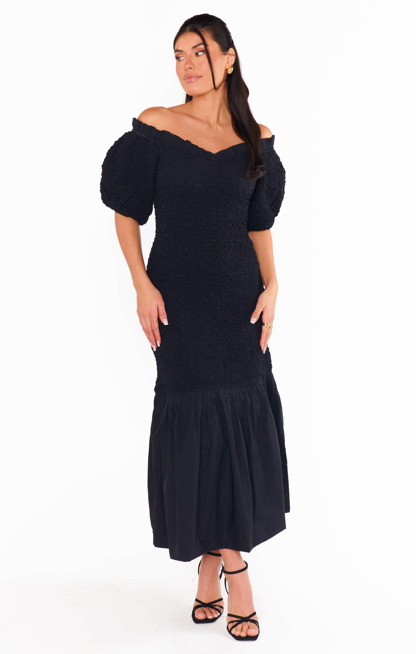 Rom Com Midi Dress ~ Black Texture Stretch Product Image