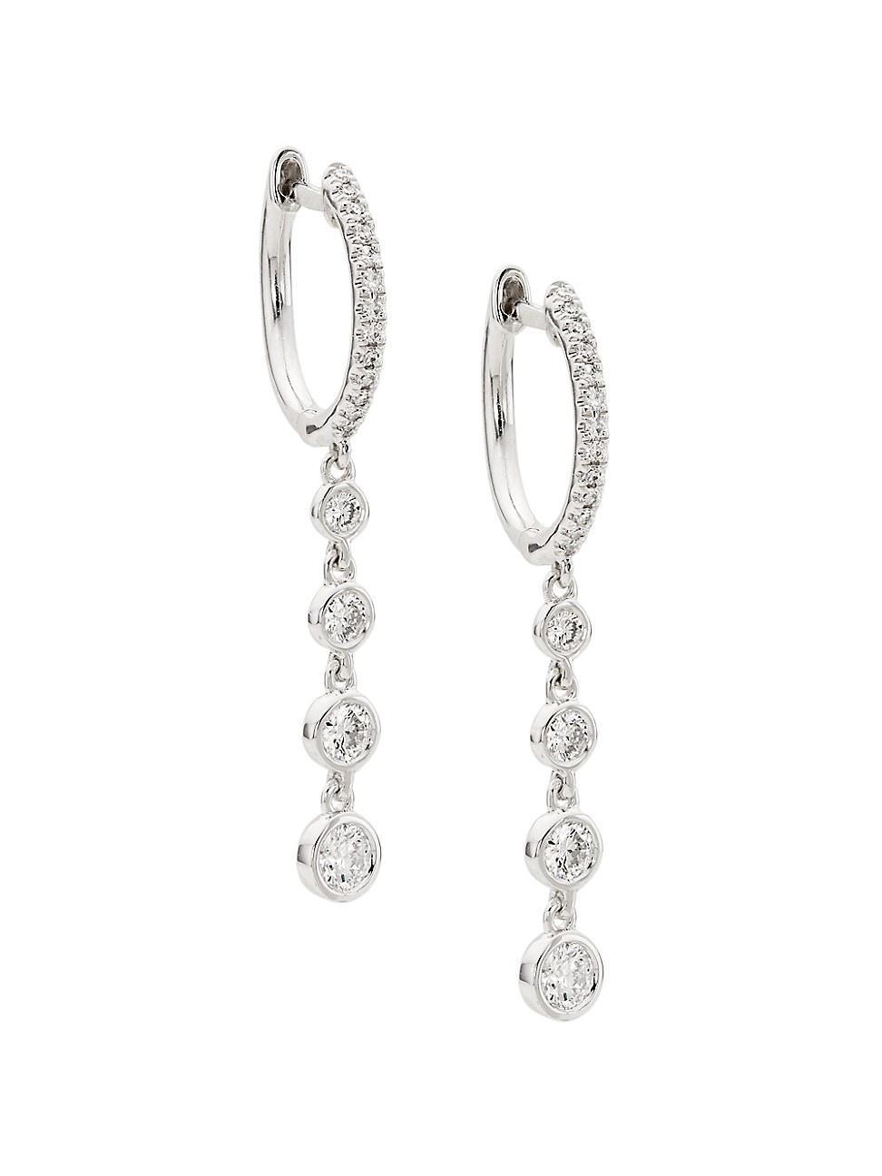 Womens 14K White Gold & 0.45 TCW Diamond Drop Earrings Product Image