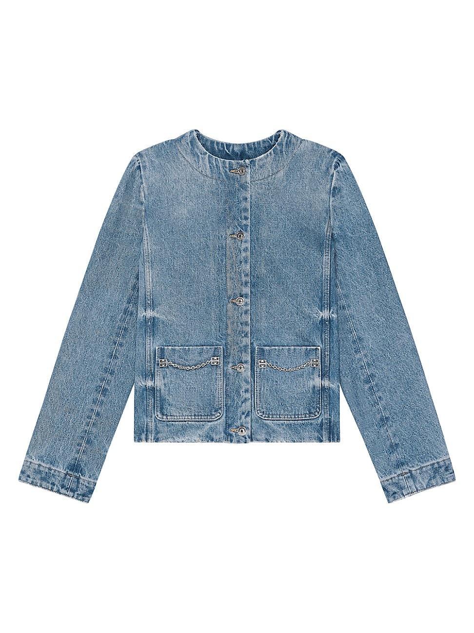 Womens Jacket In Denim With Chain Details Product Image