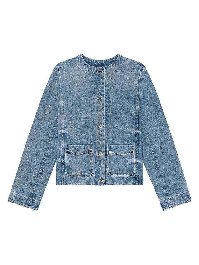 Womens Jacket In Denim With Chain Details Product Image