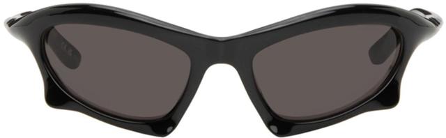 BALENCIAGA Black Bat Rectangle Sunglasses In 001 Shiny Black Product Image