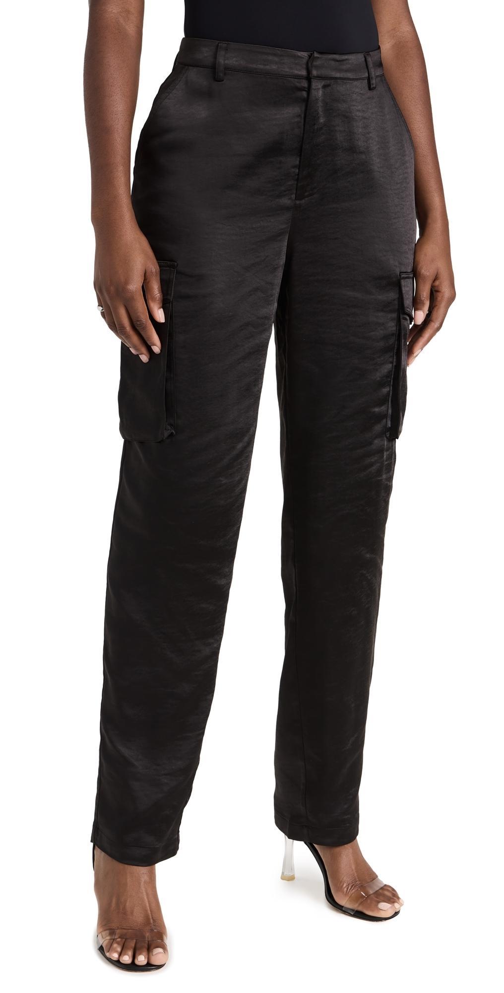 Womens Washed Satin Cargo Pants Product Image