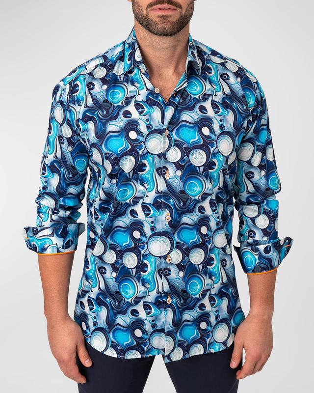 Maceoo Fibonacci Regular Fit Bubbleout Blue Button-Up Shirt Product Image