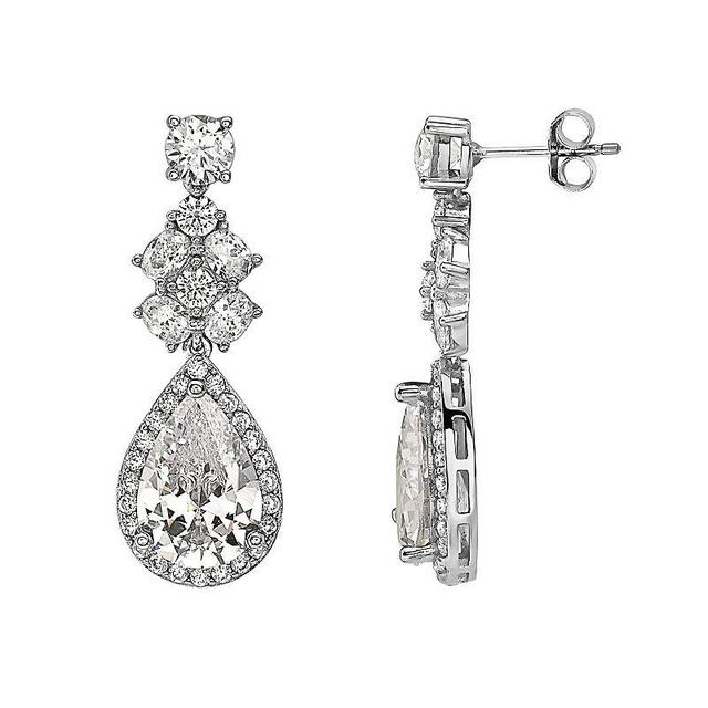 Sterling Silver Cubic Zirconia Drop Earrings, Womens Product Image