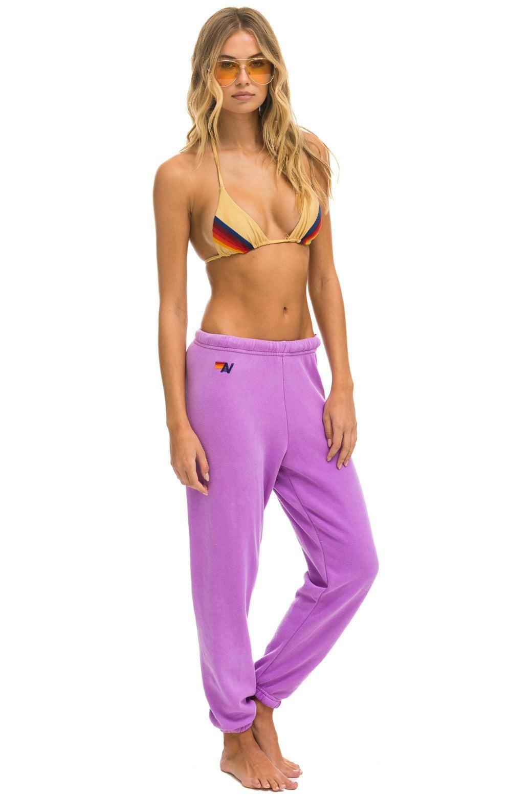 5 STRIPE SWEATPANTS - NEON PURPLE // USA Female Product Image