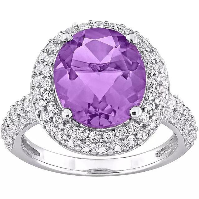 Stella Grace Sterling Silver Amethyst & White Topaz Double Halo Ring, Womens Product Image