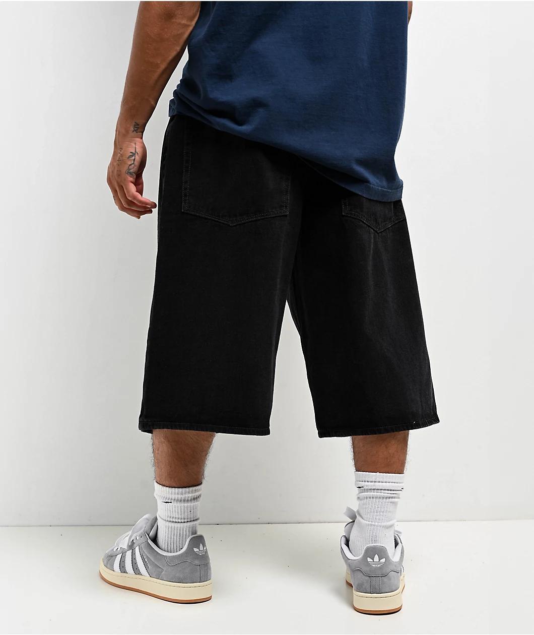 Empyre Shmutz Ultra Wide Black Denim Skate Shorts Product Image