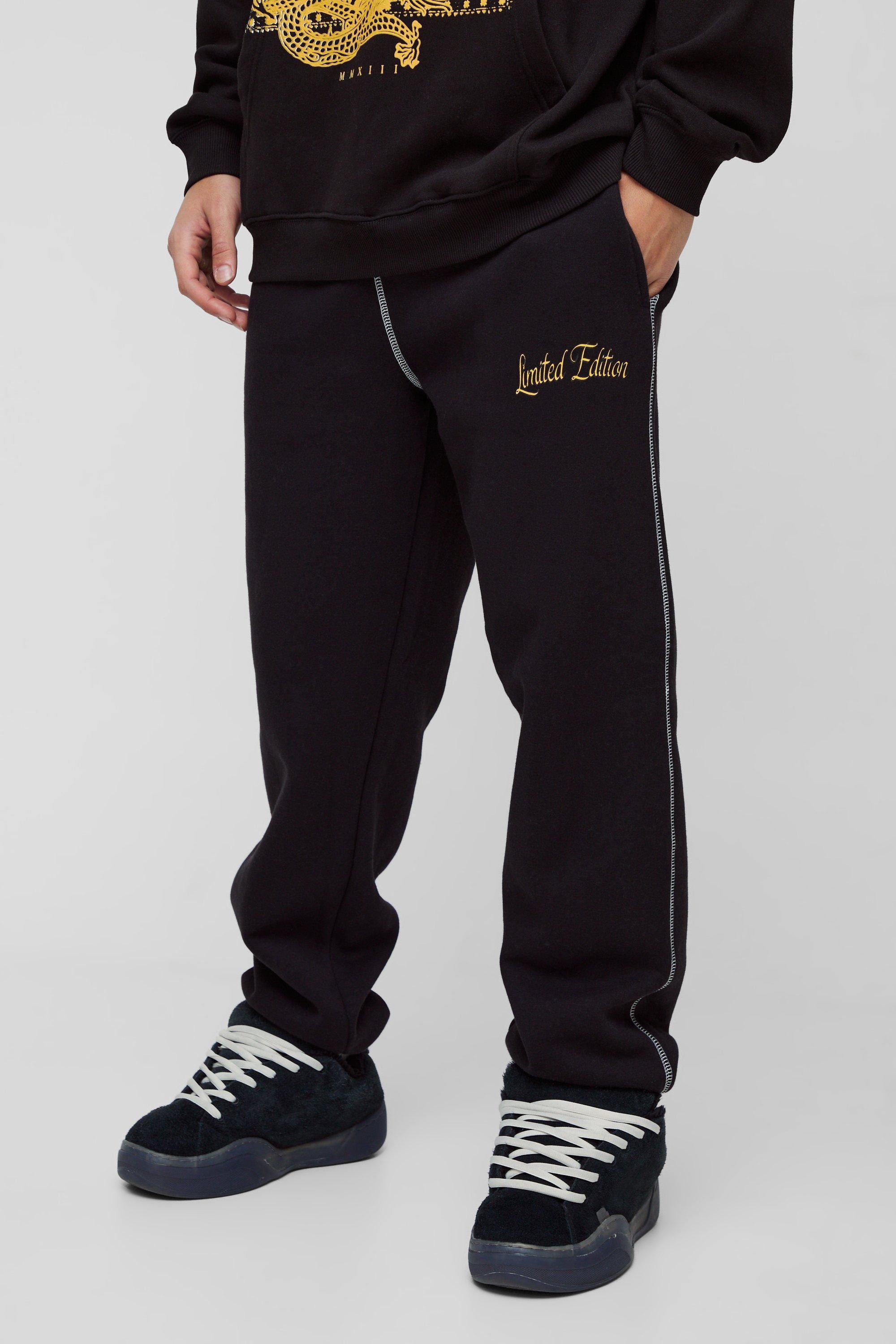 Oversized Contrast Stitch Star Cuffed Sweatpants | boohooMAN USA product image