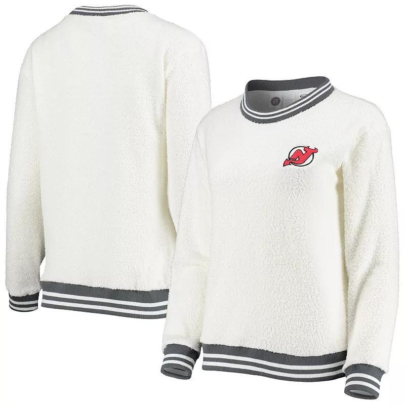 Womens Concepts Sport Cream and Charcoal New Jersey Devils Granite Sherpa Pullover Sweatshirt - Cream Product Image