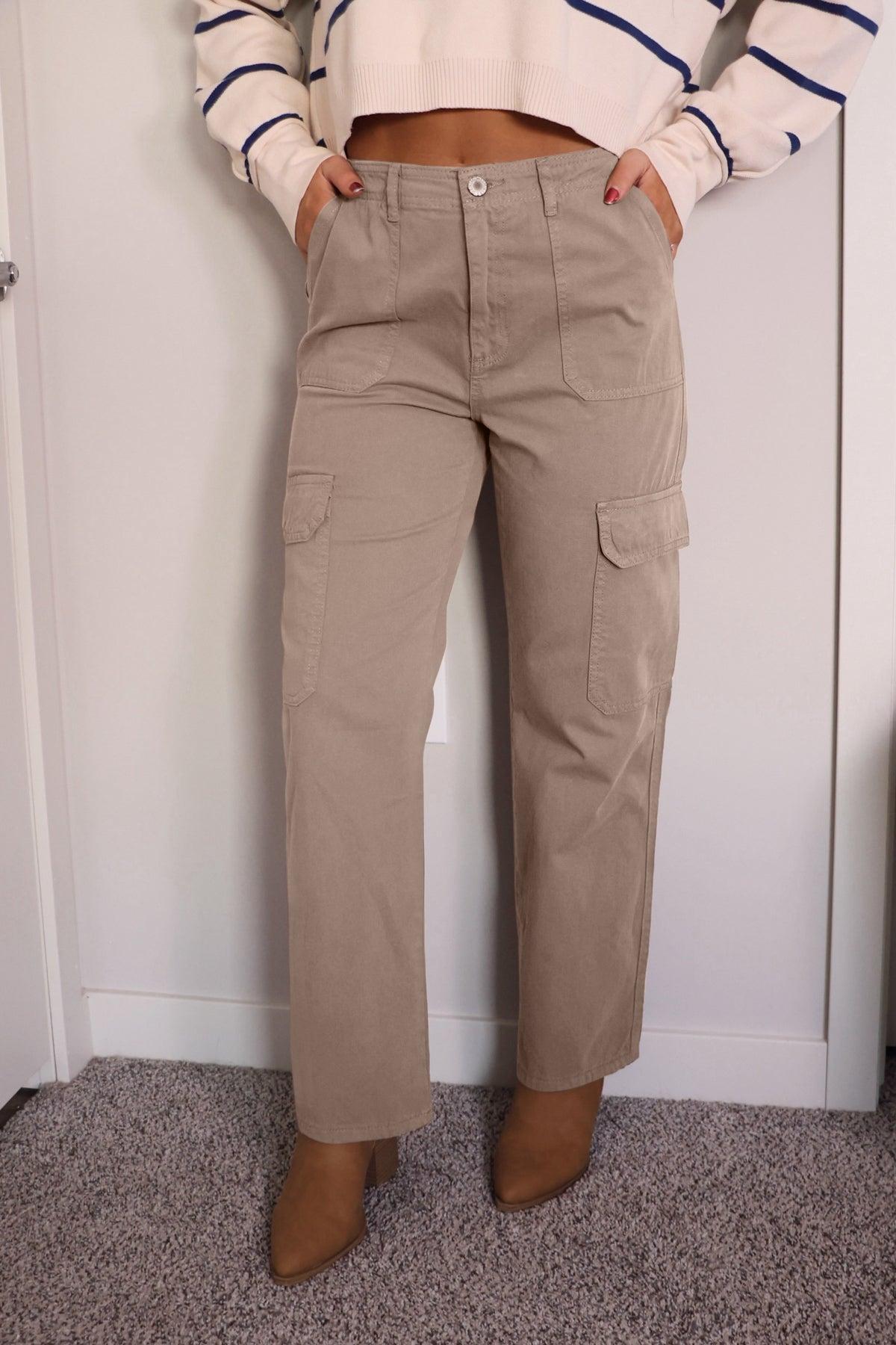 Mocha Straight Leg Cargo Pants - FINAL SALE Product Image