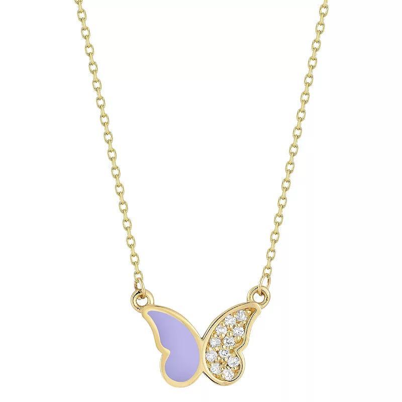 LUMINOR GOLD 14k Gold Butterfly Diamond Accent Necklace, Womens Product Image