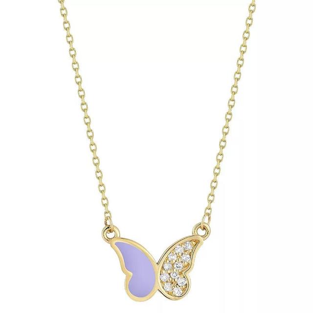 LUMINOR GOLD 14k Gold Butterfly Diamond Accent Necklace, Womens Product Image