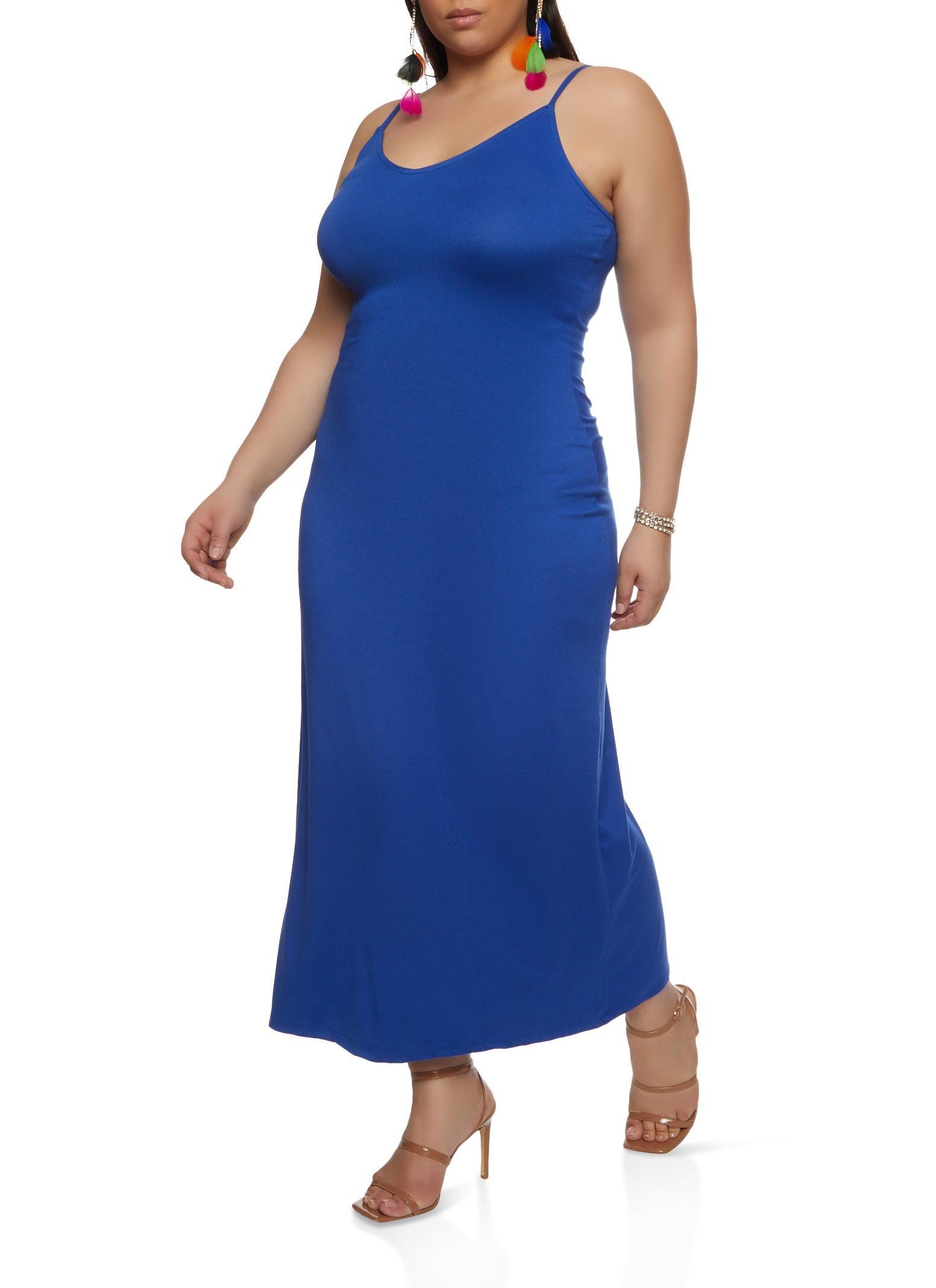 Womens Plus Size Soft Knit V Neck Maxi Dress Product Image