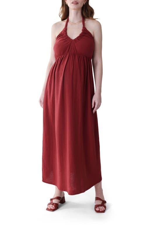 Ingrid & Isabel Halter Cotton Midi Maternity Dress Product Image