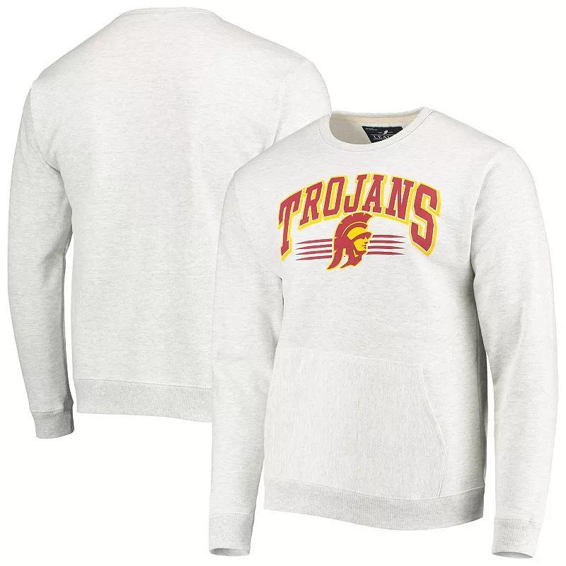 Mens League Collegiate Wear Heathered Gray USC Trojans Upperclassman Pocket Pullover Sweatshirt Product Image