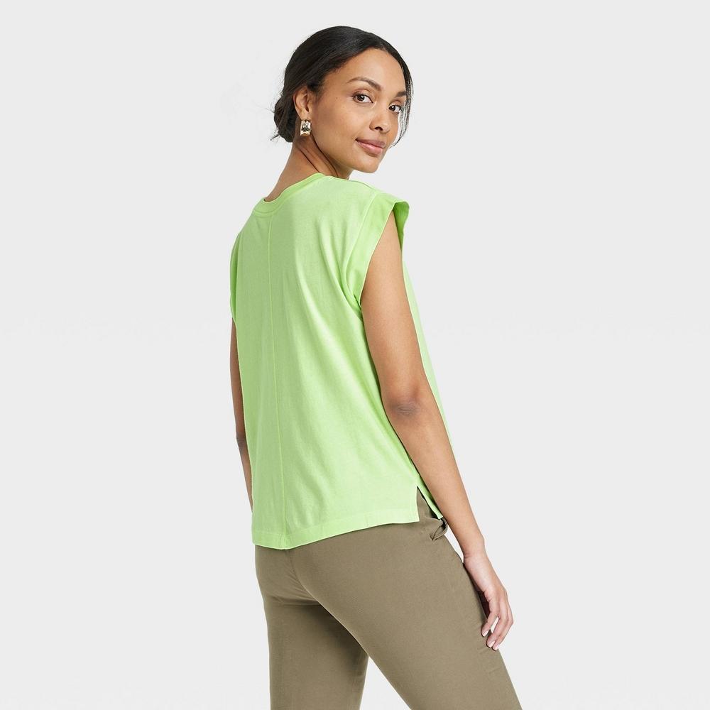 Womens Short Sleeve Extended Shoulder T-Shirt - A New Day Lime XS Product Image